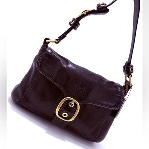 Coach Y2K Bleecker Leather Flap Shoulder Bag Black Brass Vintage Style 11768